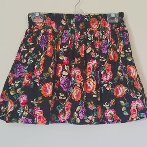 Floral Print Mini Skirt, XS
